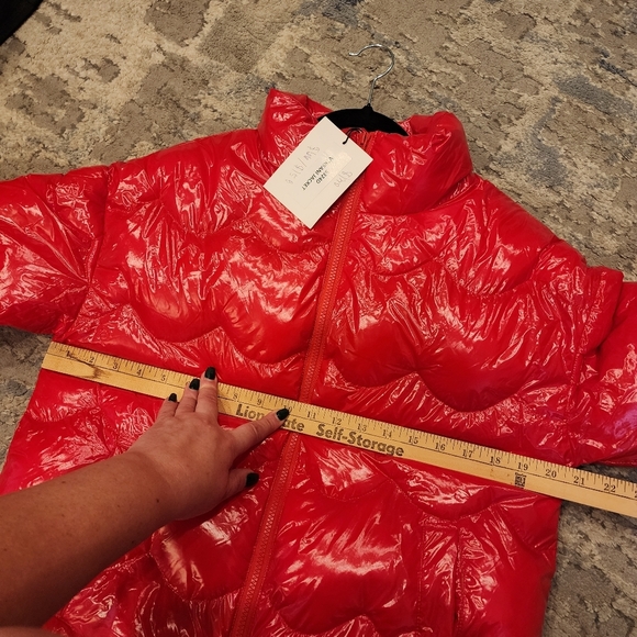 NWT DELUC Versani Shiny Red Puffer Zip Jacket Nylon Size XS - Picture 7 of 16